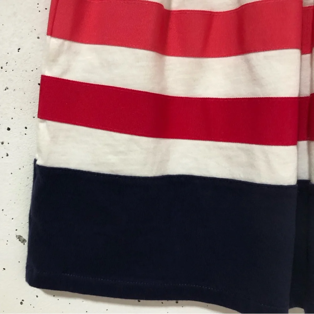 GYMBOREE Skirt Size 7 Navy Blue White Pink A-Line Cotton Elastic Waist